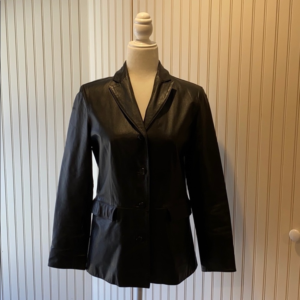 GAP Black Leather Blazer Jacket Small